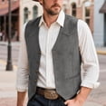 thumbnail image 2 of TOWED22 Men's Cowboy Suede Leather Vest Western Vest Cowhide Suede Waistcoat Men Vests(Grey,S), 2 of 9