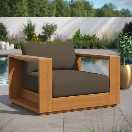 Modway Tahoe Outdoor Patio Acacia Wood Chair in Natural Cocoa