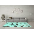 thumbnail image 3 of Ahgly Company Machine Washable Indoor Rectangle Abstract Turquoise Blue Modern Area Rugs, 4' x 6', 3 of 4