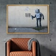 thumbnail image 2 of wall26 Framed Canvas Print Wall Art Banksy Robot Spray Painting Barcode Graffiti &amp; Street Art Pop Culture Illustrations Pop Art Bohemian Dark for Living Room, Bedroom, Office - 16"x24", 2 of 5