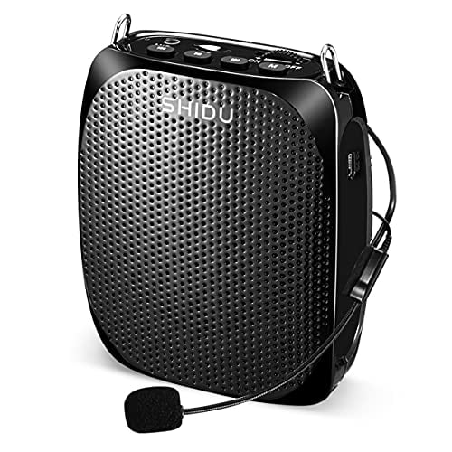 SHIDU Portable Pa System 30W Bluetooth Pa Speaker con dos micrófonos inalámbricos Altavoz recargable para fiestas al aire libre Sistema de sonido portátil con radio FM/USB/SD Reader para Karaoke 