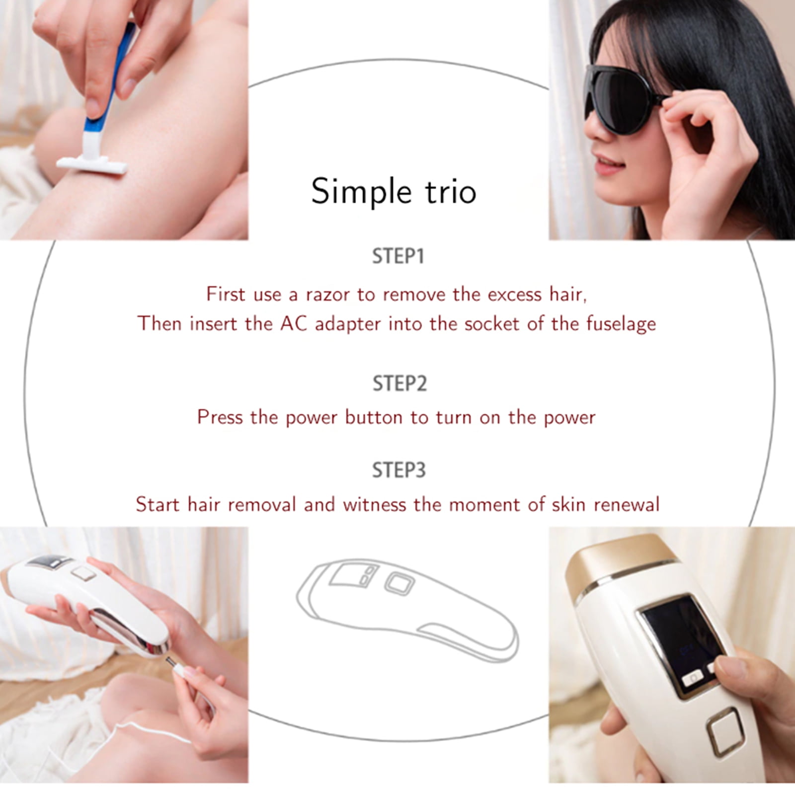 IPL Laser Hair Removal with Cooling System, Painless Hair Remover, Upgraded to 999,999 Flashes, 3 Functions, 9 Energy Levels, Full Body Treatments for Face, Legs, Arms and Bikini Line.