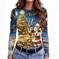 thumbnail image 4 of Women's Christmas Graphic Tee Long Sleeve Crew Neck Slim Fit Holiday Print T Shirt for Festive Party and Casual Daily Wear, 4 of 7