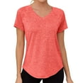 thumbnail image 2 of JYnXIANTI Womens Tops Short Sleeve V Neck Curved Hem Shirts Thin Breathable Workout Athletic Gym T Shirts Summer Clothes, 2 of 7