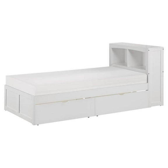 Lexicon Galen Pine Twin Bookcase Corner Bed with Twin Trundle in White
