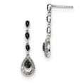 thumbnail image 1 of Sterling Silver Black and White Diamond Teardrop Post Dangle Earrings QE7875, 1 of 4