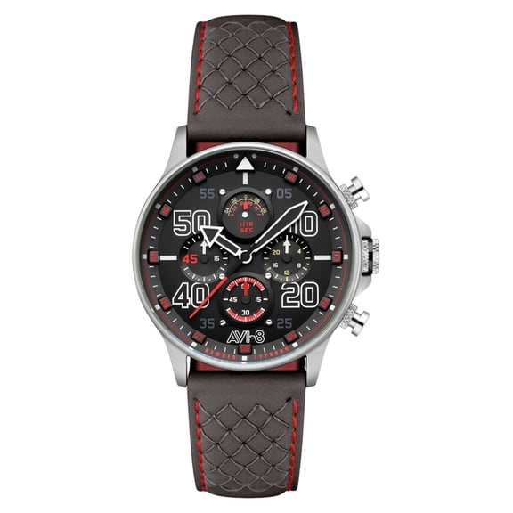 AVI-8 Hawker Typhoon Coningham Chronograph Leather Strap Black Dial Quartz AV-4093-0A Men's Watch