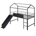 thumbnail image 5 of Tcbosik Twin Size House Loft Bed with Slide and Ladder, Metal Bed Frame with 2 Sided Writable Wooden Board and Roof for Kids Teens, Black, 5 of 9