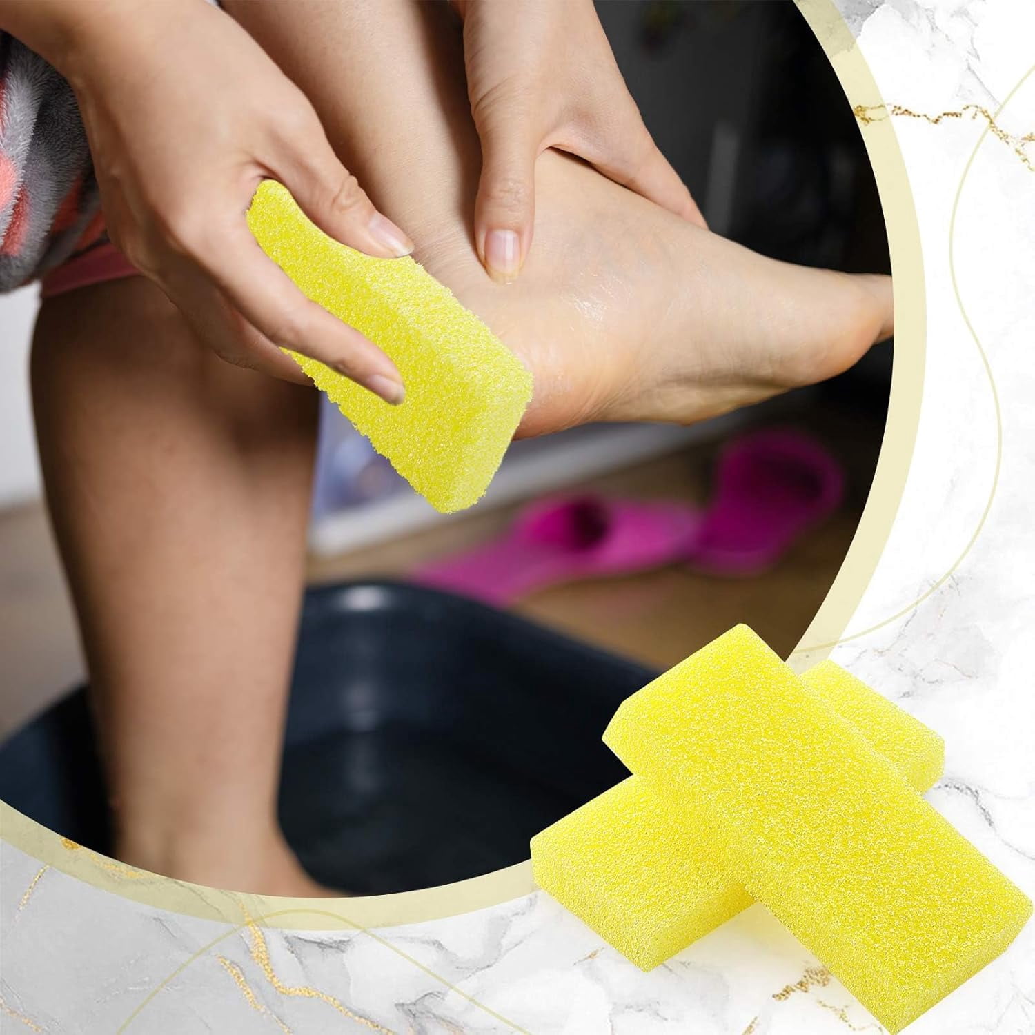 100 Pcs Pumice Stone for Feet Scrubber Dead Skin Disposable Pedicure Pumice Stone Foot Shower Scrubber for Heel Cuticle Callus Remover Bath Spa(Yellow)