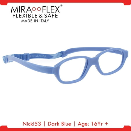 Miraflex: Nicki53 Unbreakable Kids Eyeglass Frames | 53/19 - Dark Blue | Age: 16Yr +