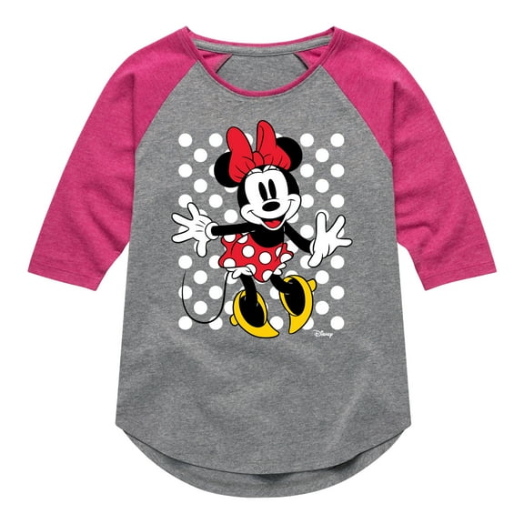 Disney - Mickey & Friends - Minnie Mouse - Polka Dots Everywhere - Toddler And Youth Girls Raglan Graphic T-Shirt