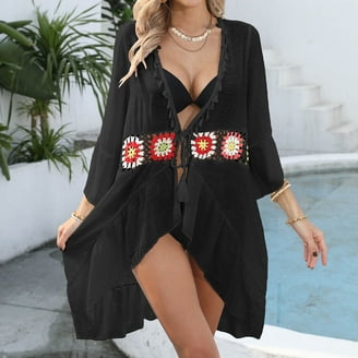 Women's Beach Cover Up Dress | Tassel Kimono Cardigan For Swimsuit & Bikini - Open Front Beachwear