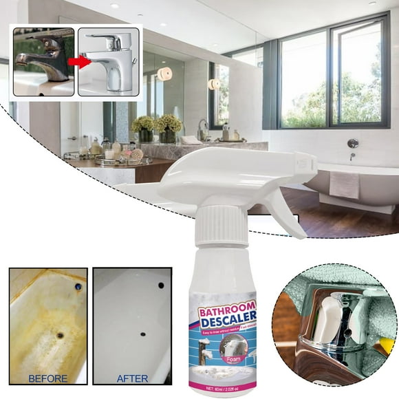Limpiador de baño | Descalcador de vidrio | Quitamanchas de azulejos y grifos | Limpiador de bañeras | Líquido de limpieza multisuperficie | Botella de 60ml | Elimina la suciedad del agua dura y la