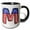 Black/White, variant on 3drose, Stars and Stripes Monogram Initial M, 11oz Two-tone Blue Mug