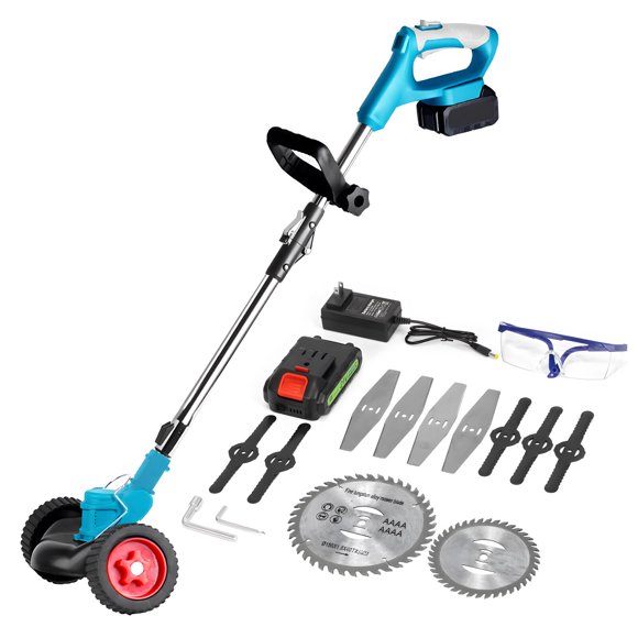 Amdohai Cordless Weed Eater String Trimmer,3-in-1 Lightweight Push Lawn Mower & Edger Tool with 3 Types Blades,21V 2Ah Li-Ion Battery Powered for Garden and Yard,Black