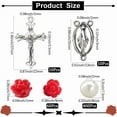 thumbnail image 2 of Kit para hacer rosarios de 480 piezas con dijes de crucifijo, colgantes de crucifijo, dijes de Pascua, cuentas de flor de rosa roja, cuentas de perlas de imitación., 2 of 4