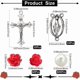 thumbnail image 2 of Kit para hacer rosarios de 480 piezas con dijes de crucifijo, colgantes de crucifijo, dijes de Pascua, cuentas de flor de rosa roja, cuentas de perlas de imitación., 2 of 4