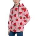 thumbnail image 2 of Picia Strawberry Pattern Youth Hoodie - Warm Pullover Sweatshirt with Kangaroo Pocket, Ideal for Boys and Girls-Large, 2 of 6