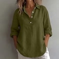 thumbnail image 3 of TGSLY Half Button Down Linen Tops for Women Lightweight Thin Collared Roll Long Sleeve Shirts Loose Fit Dressy Casual Solid Color Blouses S, 3 of 7