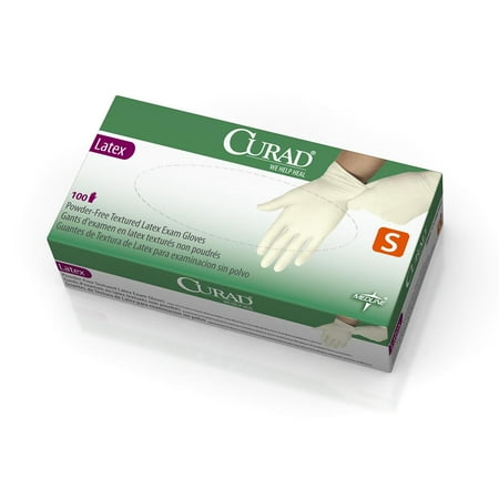 

CURAD Powder-Free Textured Latex Exam Gloves Beige Small Case of 1000