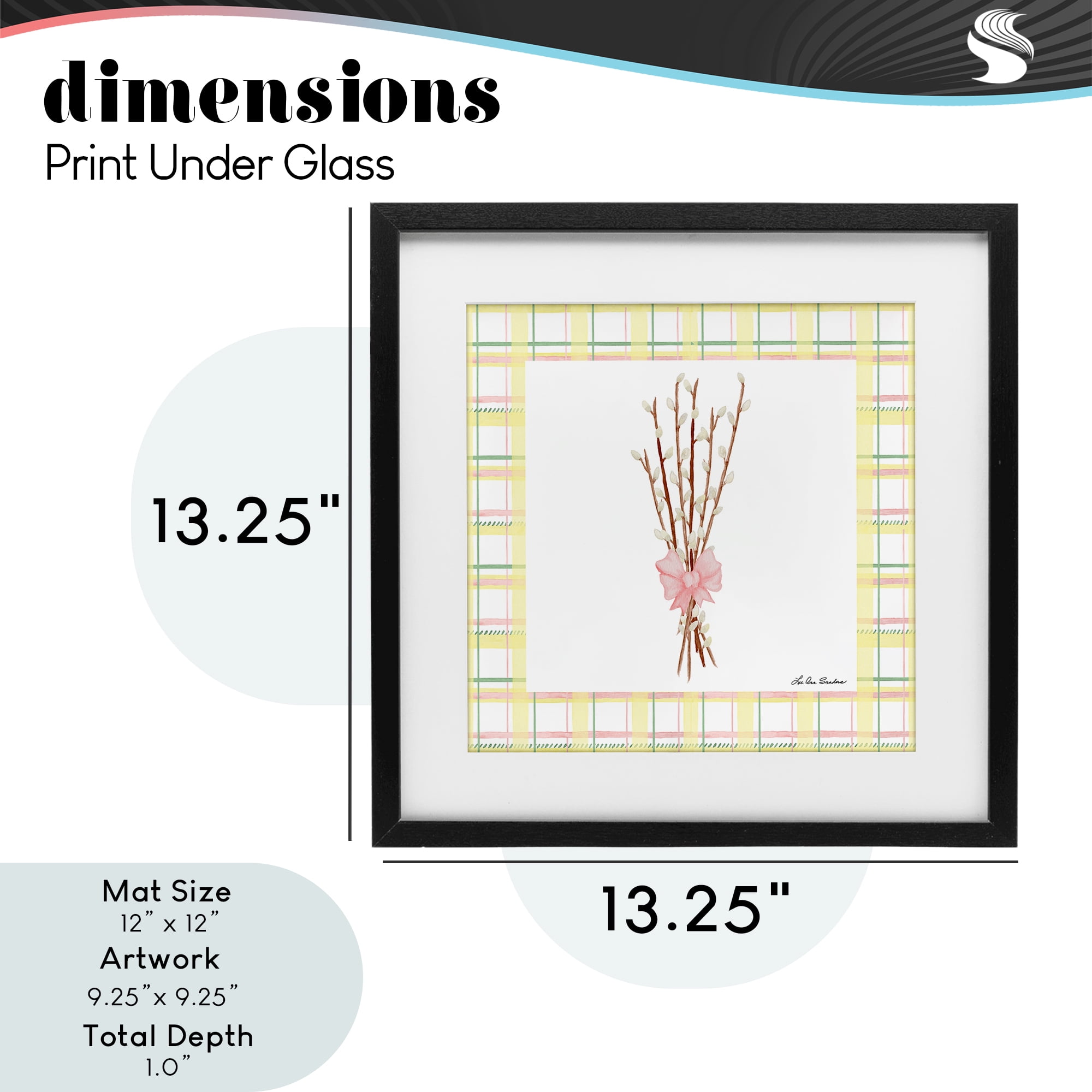 Pastel Spring Pussy Willow Black Framed Print Under Glass, design by Lee Ann Sanders