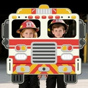 Firetruck Party Photo Door Banner 4.9x4.9 Ft Firetruck Party Decorations Phtography Backdrop Fire Truck Firefighter Background Hanging Door Cover Banner