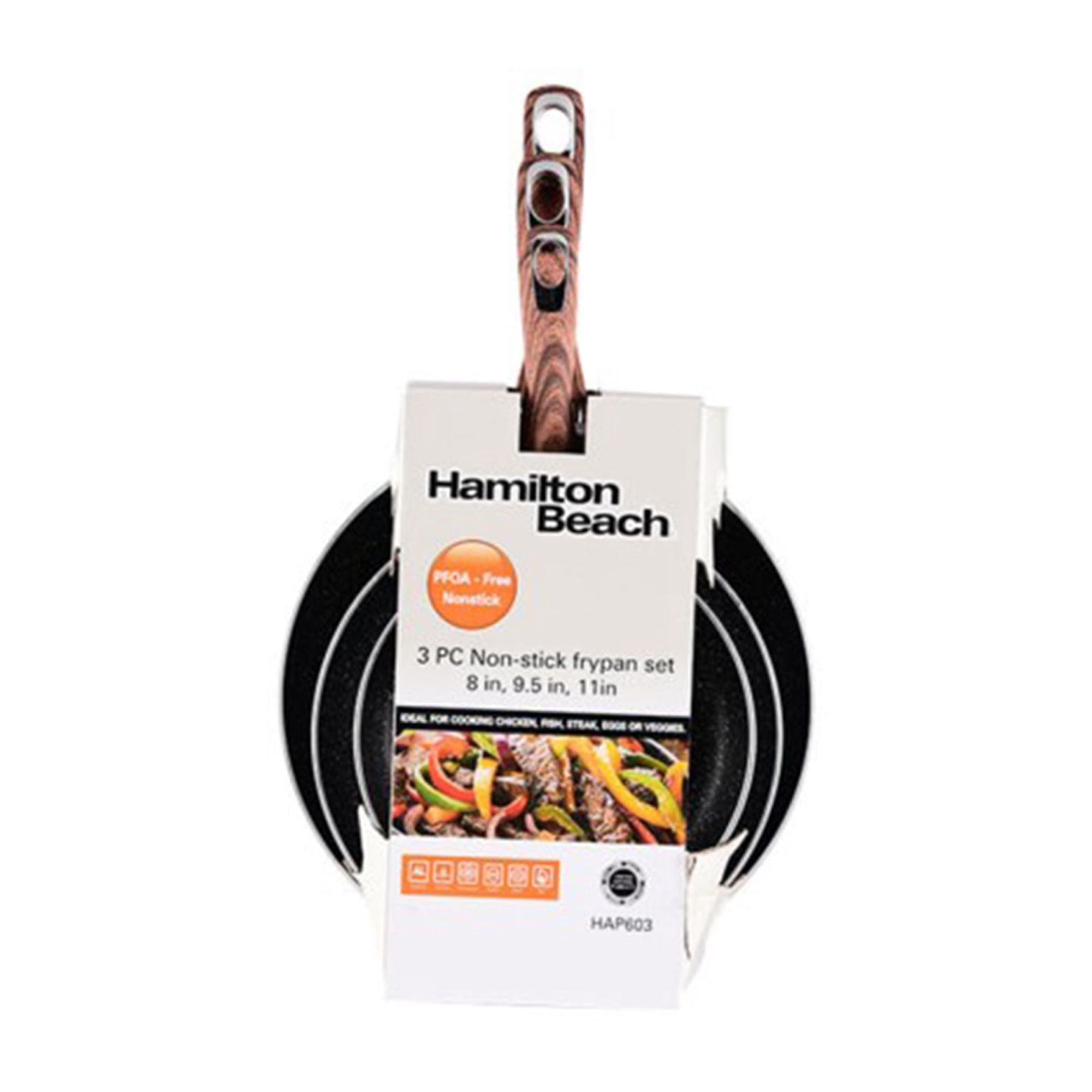 Hamilton Beach 3 Piece Aluminum Non Stick 8/9.5/11" Fry Pan Cooking Set