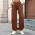thumbnail image 3 of Women'S High Waisted Sweatpants with Pockets Casual Loose Yoga Pants Brown M, 3 of 8