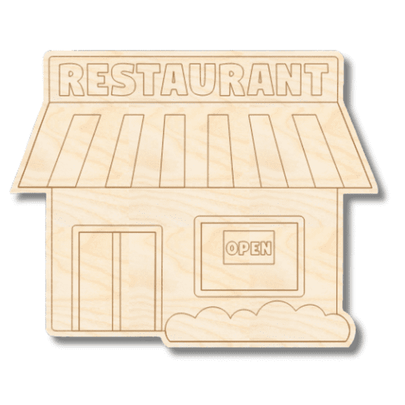 Unfinished Wood Etched Restaurant Shape | Paint By Line Crafts 20" / 1/8"