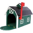 thumbnail image 2 of Amish-Made Deluxe Wooden Mailbox, Dutch Barn Style Forest Green with White Trim, 2 of 3