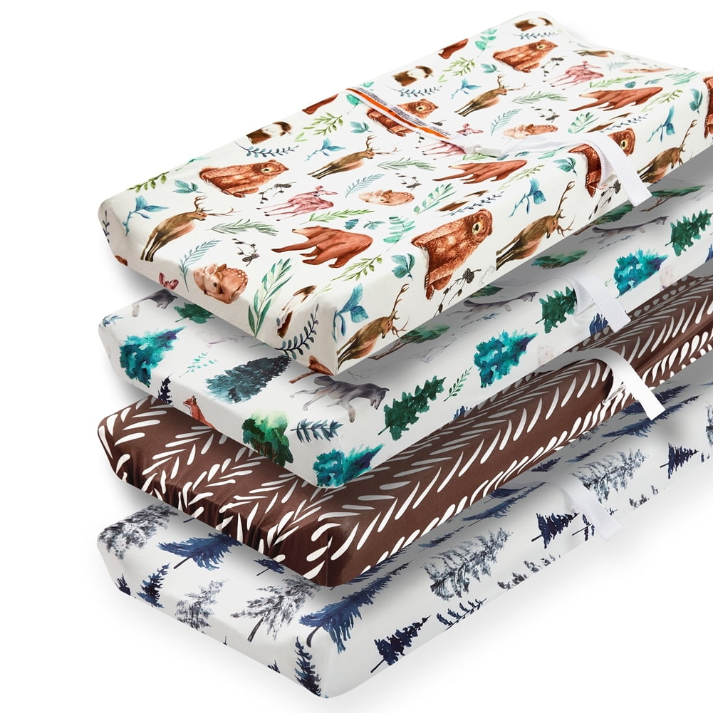 4 Pack Changing Pad Covers Woodland Forest Animals Neutral Fitted Baby Changing Pad Cover Set