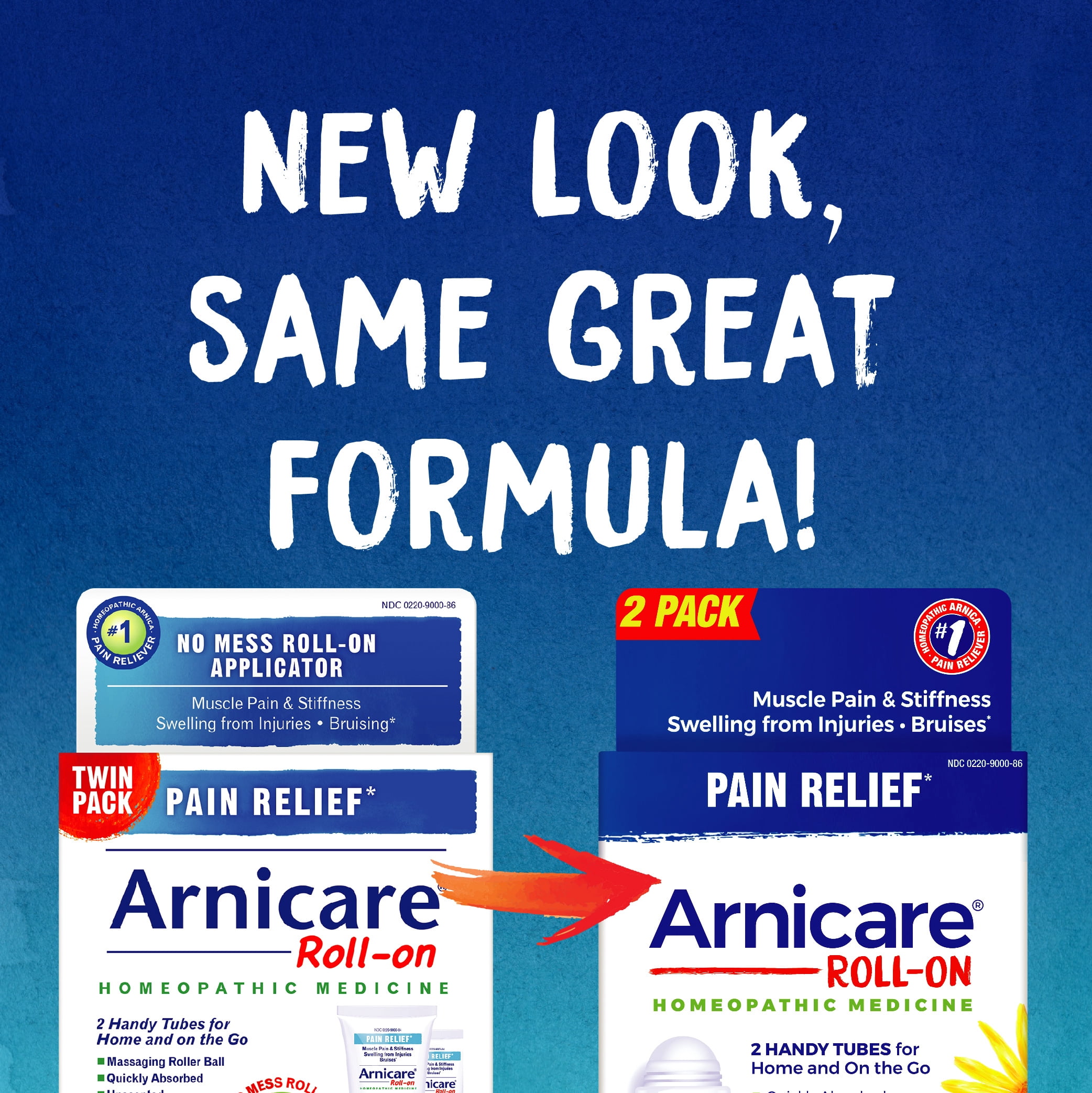 (2 pack) Boiron Arnicare Roll-On, Homeopathic Medicine for Pain Relief, Muscle Pain & Stiffness, Swelling from Injuries, Bruises, 2 x 1.5 oz Twin Pack