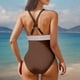 thumbnail image 4 of WILLBEST Traje de Baño de Manga Larga Para Mujer, Traje de Baño Para Mujer, Cuello En V, Monokini, Cintura Elástica, E Ropa de Playa Para Fiesta En La Piscina, Verano, 4 of 5