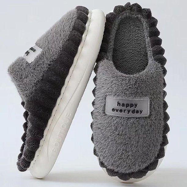 Zapatillas de algodón para hombre, sensación de caca, zapatillas de plataforma cálidas antideslizantes para interior de casa de invierno