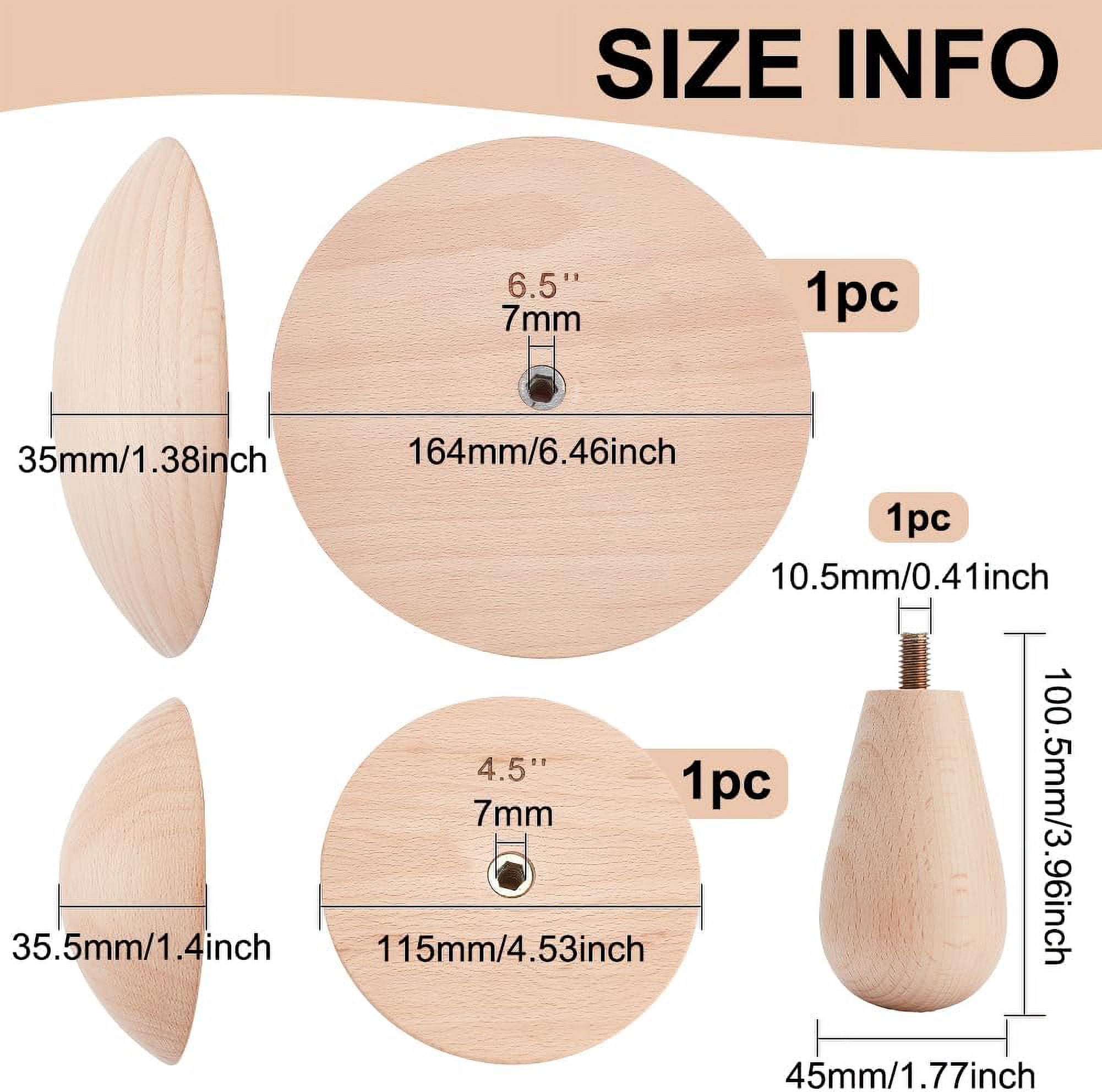 2 Sets Pottery Tool Wooden Clay Tools includ 4.5/6.5 Inch Beech Wood Ceramic Top Molds Interchangeable Handles for Making Bowls and Plates Craft DIY diy