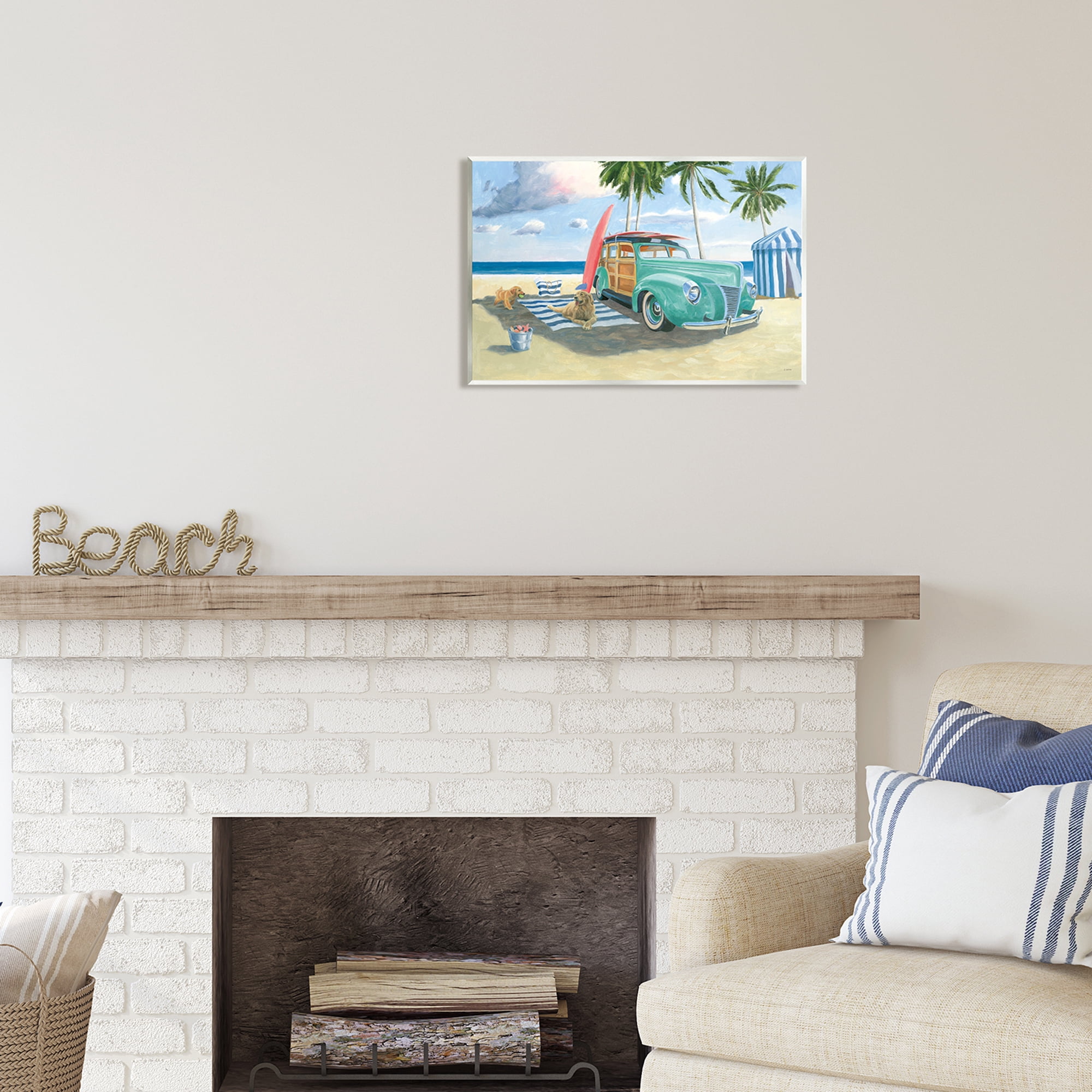 Stupell Industries Dogs on Beach Shore Animals & Insects Painting Unframed Art Print Wall Art, 19 x 13