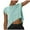 Mint Green, variant on Womens Oversized Crop Tops Workout Short Sleeve Round Neck T Shirts Summer Casual Loose Fit Basic Tee Shirts