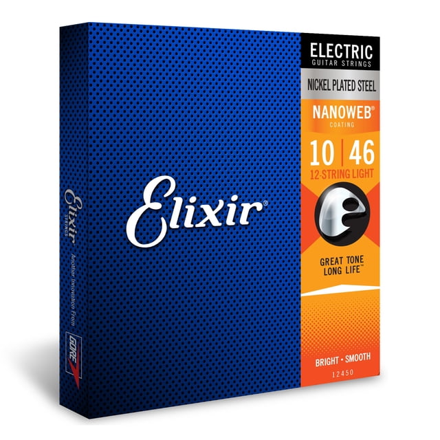 Cuerdas para guitarra eléctrica Elixir Nanoweb niqueladas de 12 cuerdas