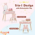 thumbnail image 2 of OLAKIDS Kids Vanity Set, 2 in 1 Wooden Princess Makeup Table and Chair with Mirror Storage Drawers Shelf, for Little Girls, Rabbit Themed Toddler Dressing Desk Beauty Play Set Gift, 2 of 9