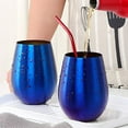 thumbnail image 5 of Nvzi 17 oz Stainless Steel Stemless Wine Glass, Outdoor Portable Wine Tumbler for the Pool, Camping, Cookouts, Travel - Set of 2 Metal Drinking Cups(Blue), 5 of 5