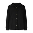 thumbnail image 5 of Waffle Knit Jackets for Women Trendy Fall Casual Button Down Long Sleeve Shirt Outerwear Coat with Pocket (M, Black), 5 of 7