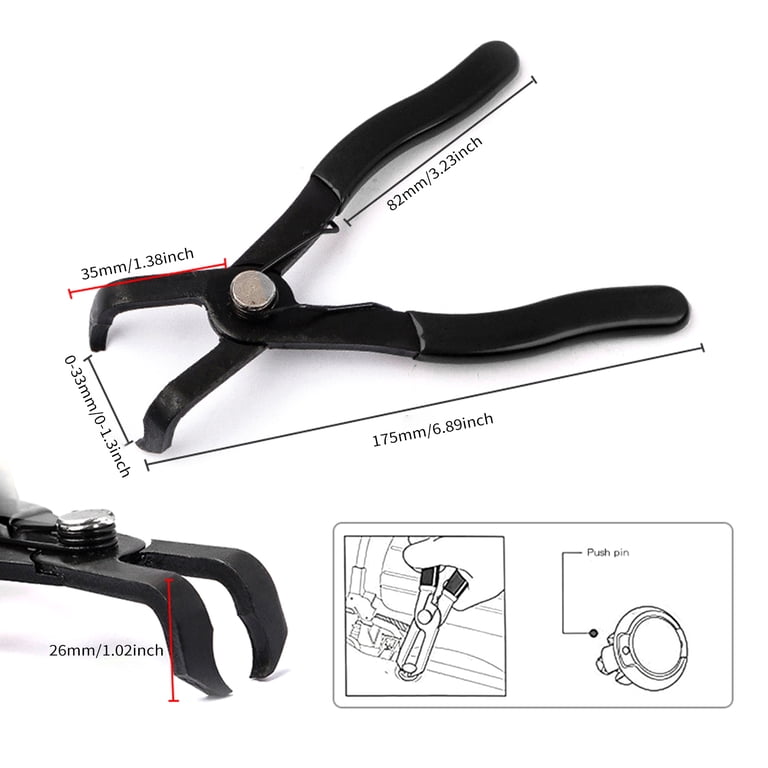 30-Degree Push Pin Removal Pliers – Black/Red Steel Retainer & Anchor Remover, Spring-Loaded, Double Cushion Grip