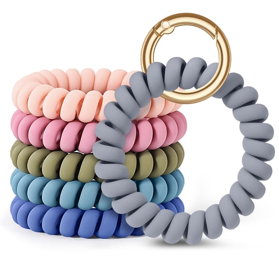 6PCS Stretchable Wristband Wristlet Keychain Wrist Key Chain Wristlet,Spring Flexible Spiral Wrist Coil Wrist Key Holder Key Ring