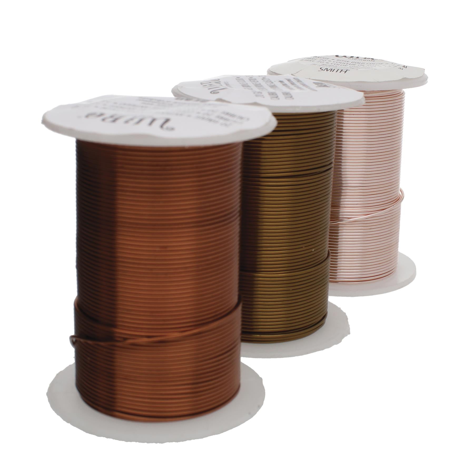 The Beadsmith Wire Elements 24-Gauge Lacquered Tarnish-Resistant Copper Wire for Jewelry Making, 4-30 Yard, 27.43 Meter Spools (Antique Copper, Vintage Bronze, & Rose Gold Color)