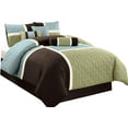 thumbnail image 5 of Chezmoi Collection 7-Piece Medallion Patchwork Comforter Set, Full, Coffee/Blue/Green, 5 of 5