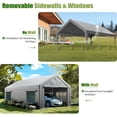 thumbnail image 4 of ECOLINEAR Carport 10x20 ft Heavy Duty Carport, Outdoor Potable Garage with Roll-up Windows & Zipper Doors, Carport Canopy with Anti UV All-Season Waterproof Tarp, Car Canopy for Cars, Boats(Grey), 4 of 8