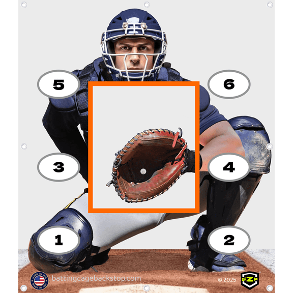 Catcher Pro™ - Baseball Pitching Target - Super Duty Vinyl (48" x 42")  Orange Strike Zone Box
