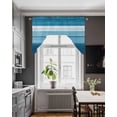 thumbnail image 3 of Blue White Ombre Swag Valances for Windows, Small Curtains Drapes, Modern Gradient Abstract Aesthetic Kitchen Window Curtains Over Sink Window Treatment Valance for Bedroom/Bathroom 56"x36", 3 of 5