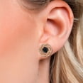thumbnail image 3 of Gem Stone King 18K Rose Gold Plated Silver Stud Earrings with Jackets Sapphire and Moissanite (3.02 Cttw), 3 of 6