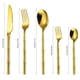 thumbnail image 3 of Juego de cubiertos de acero inoxidable de 5 piezas | Cuchillos, tenedores y cucharas con mango redondo | Plateados o dorados | Ideal para hoteles y restaurantes | Apto para lavavajillas, 3 of 6